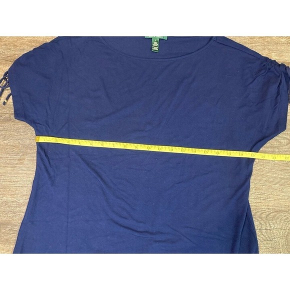 Lauren Ralph Lauren Women’s Drawstring Shoulder Boat Neck Blouse Navy Size L - Picture 4 of 6